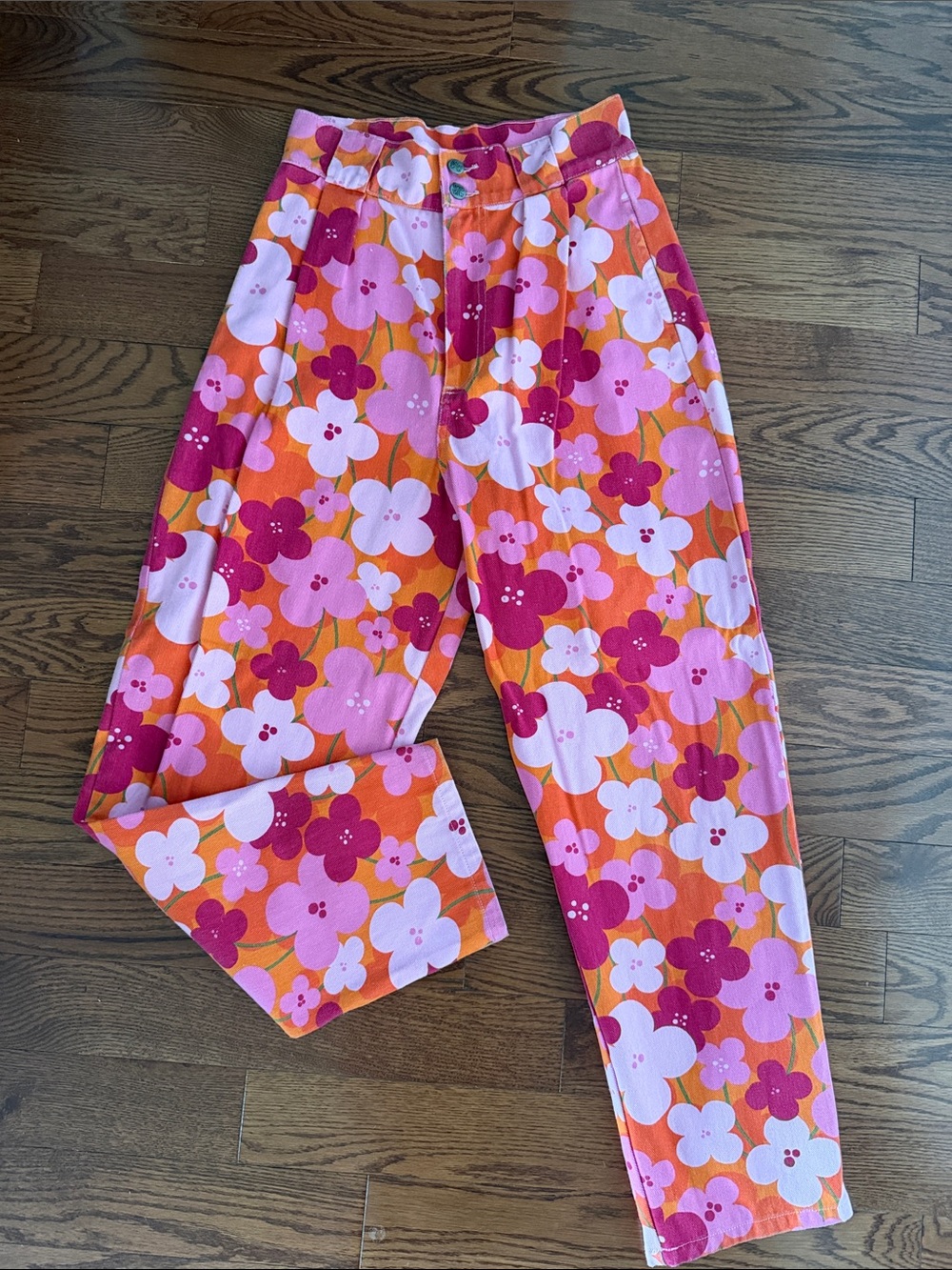 Lucy & Yak Addison Pink Oversized Floral Trousers W30